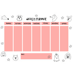 Weekly Planner With Cute Outline Dogs And Stars