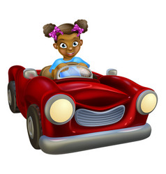 Cartoon Girl Driving Car