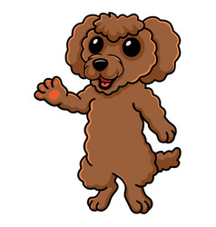 Cute Toy Poodle Dog Cartoon Waving Hand