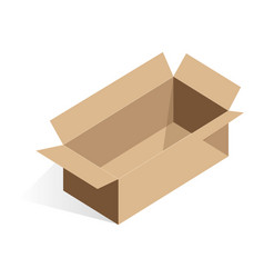 Isometric Open Cardboard Box Rectangular Empty