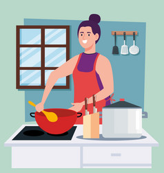 Woman Cooking With Bowl