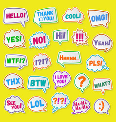 Stickers Of Speech Bubbles Color Set With Shadows