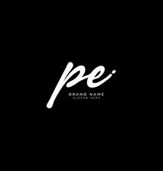 P E Pe Initial Letter Handwriting Signature Logo