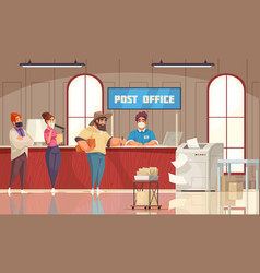 Post Office Queue Cartoon Composition