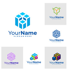 Set Of Creative Cube Logo Hexagon Logo Design