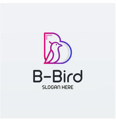 B For Bird Line Art Logo Design