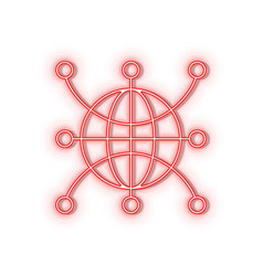 Retro Style Red Neon Icon Web Global Network