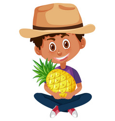 Children Cartoon Character Holding Fruit