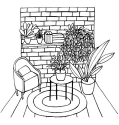 Cozy Terrace Interior Coloring Page