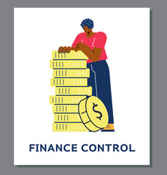 Finance Control Banner With Successful Businessman