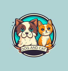 Cat And Dog Characters Logo Mascot Cartoon Styled