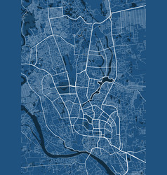 Detailed Map Poster Of Dhaka City Linear Print