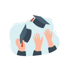 Hands Throwing Graduate Caps Flat