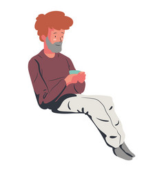 Sitting Man Drinking Coffee Flat