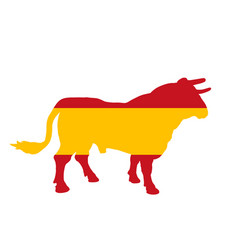 Spanish Flag Over Bull Silhouette