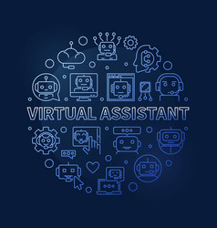 Virtual Assistant Concept Line Round Blue Banner