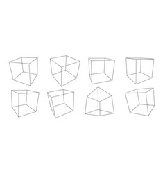 Black Wireframe Cube Collection Outline Cubic