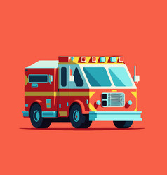 Fire Engine Or Truck Flat Color Cartoon