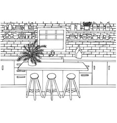 Kitchen Interior Coloring Page