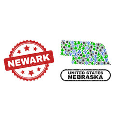 Newark Textured Stamp And Nebraska State Map