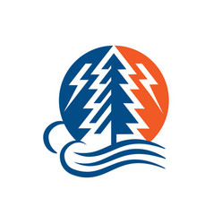 Minimalist Pine Tree Logo With Tunder Icon