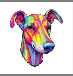 Polish Greyhound Dog Breed Colorful Cartoon