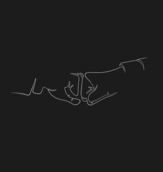 Continuous One Line Drawing Of Fist Bump On Black