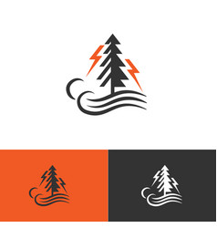 Minimalist Pine Tree With Tunder Icon