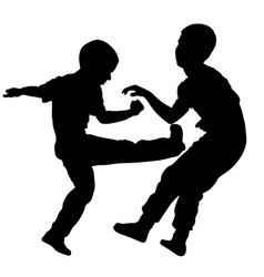 Boys Fighting Silhouette Angry Bully Kid Terror