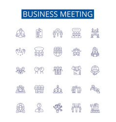 Business Meeting Line Icons Signs Set Design