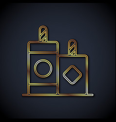 Gold Line Firework Icon Isolated On Black