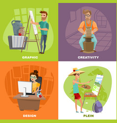 Graphic Designer Artist 4 Icons Square