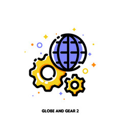 Icon Of Gear And Globe For International