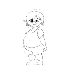 Black And White Line Art Fat Woman Posing