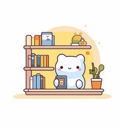 Cute Bear With Bookshelf In The Room Design