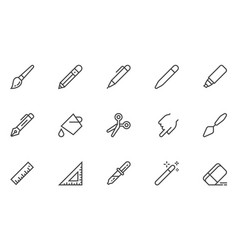 Drawing And Writing Tools Line Icons