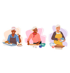 Elderly Women Joyfully Baking Sharing Decades