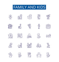 Family And Kids Line Icons Signs Set Design