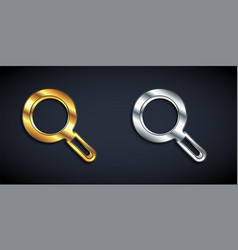 Gold And Silver Magnifying Glass Icon Isolated