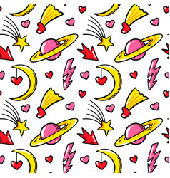 Hand Drawn Cosmic Love Seamless Pattern