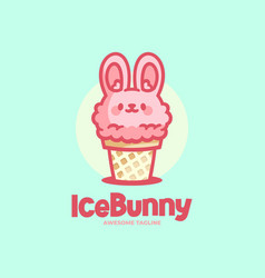 Logo Ice Bunny Mascot Cartoon Style