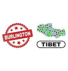 Burlington Grunge Seal And Tibet Map Mosaic