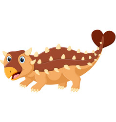 Cute Ankylosaurus Dinosaur Cartoon Isolated On Whi