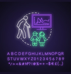 Population Ageing Neon Light Concept Icon Elderly