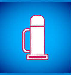 White Thermos Container Icon Isolated On Blue