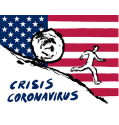 Man Run Away Economic Crisis Covid19 2019 Usa Flag