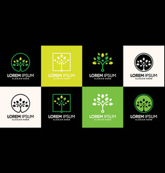 Set Bundle Of People Tree Logo Design With Unique