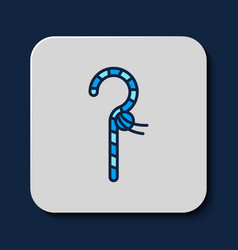 Filled Outline Crook Icon Isolated On Blue