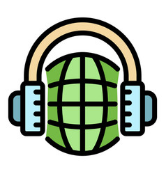 Headphones Global Language Icon Color Outline