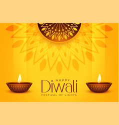 Mandala Style Diwali Celebration Banner In Yellow